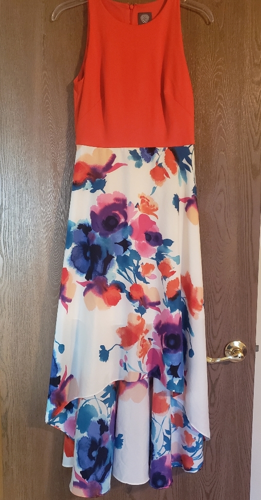 Vince Camuto High-Low Watercolor Dress